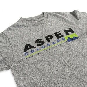 Aspen Colorado Graphic Tee - Unisex Small Heather Gray Mountain Shirt